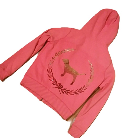 VINTAGE Victoria's Secret SEQUIN BLING Love Pink Bling hoodie Sweater BEDAZZLED - Picture 5 of 10